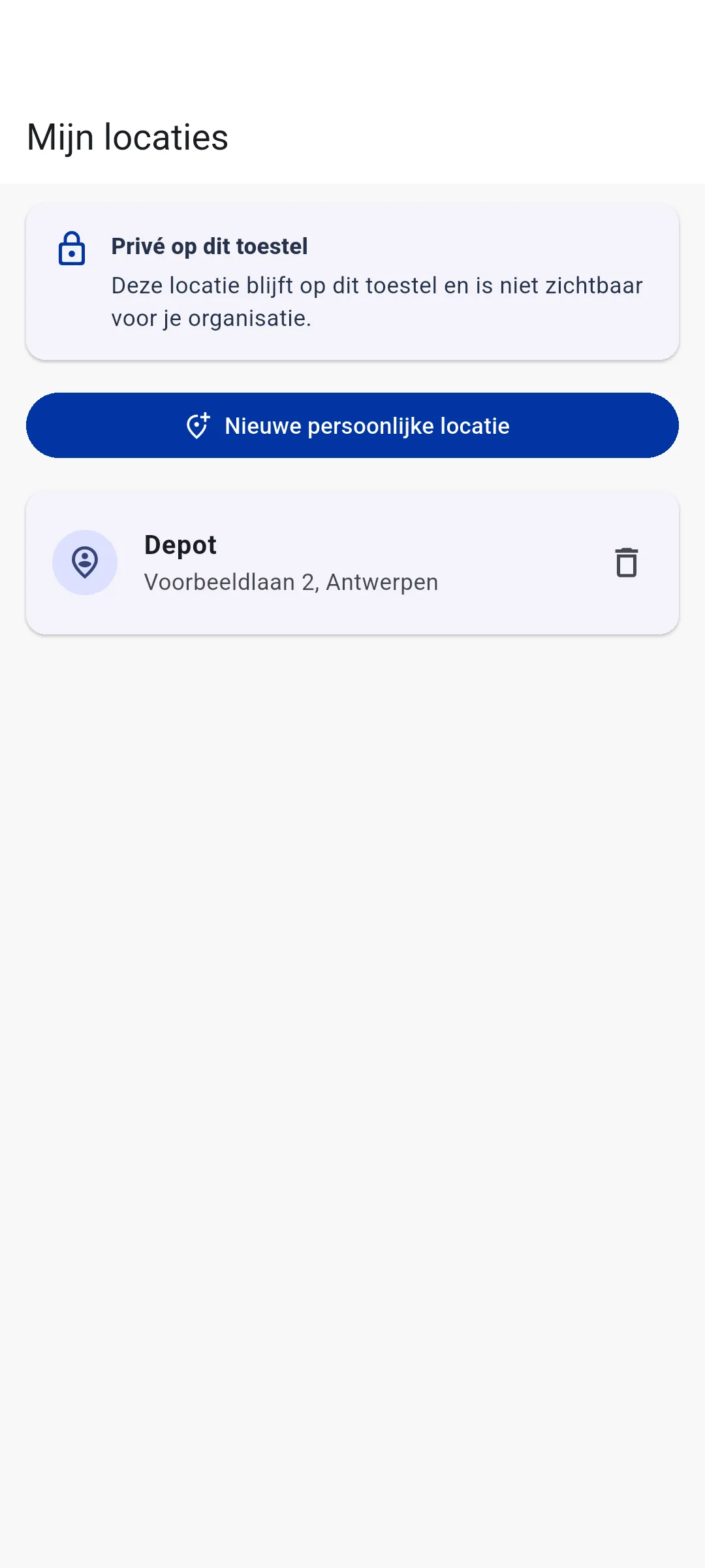 App — Persoonlijke locaties beheren