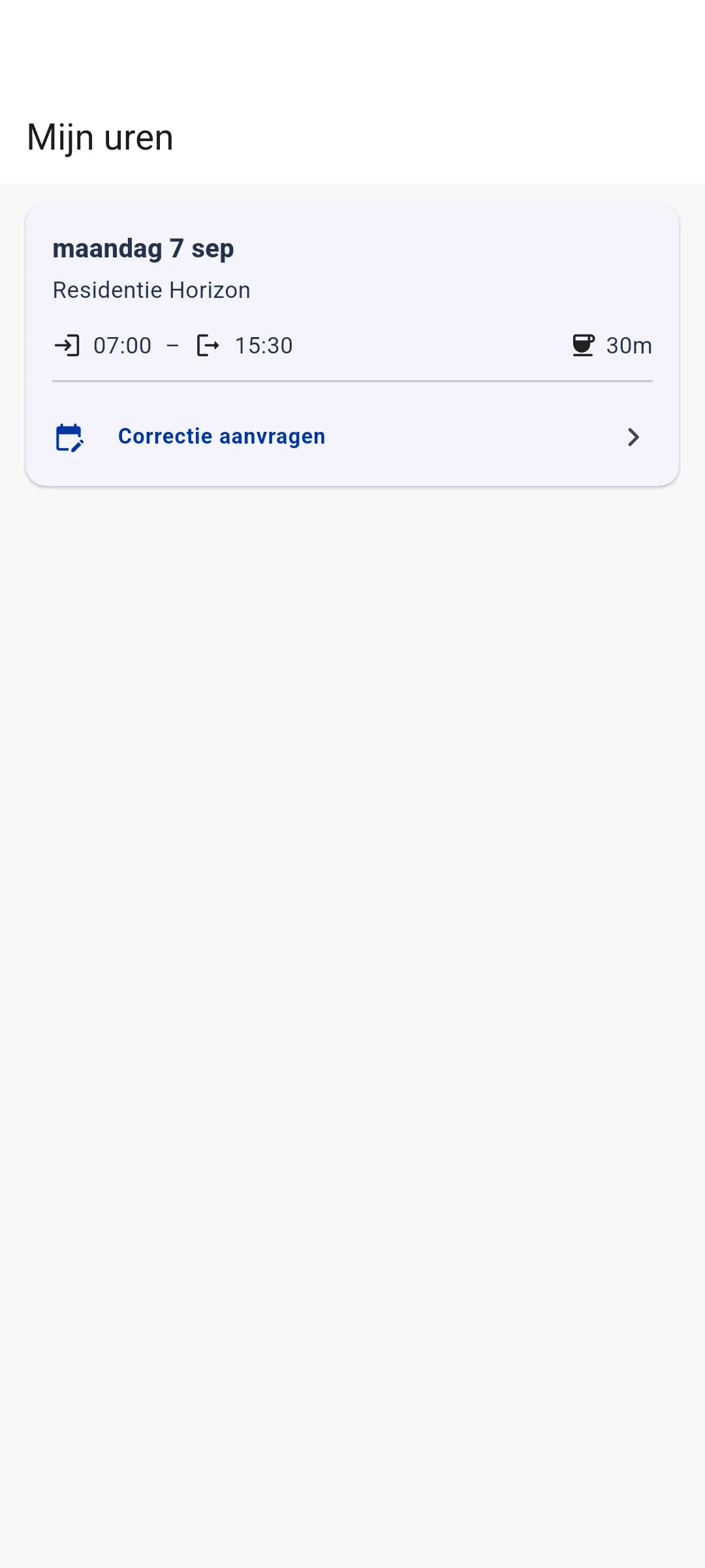 App — Mijn uren met werkperiode en pauzetijd