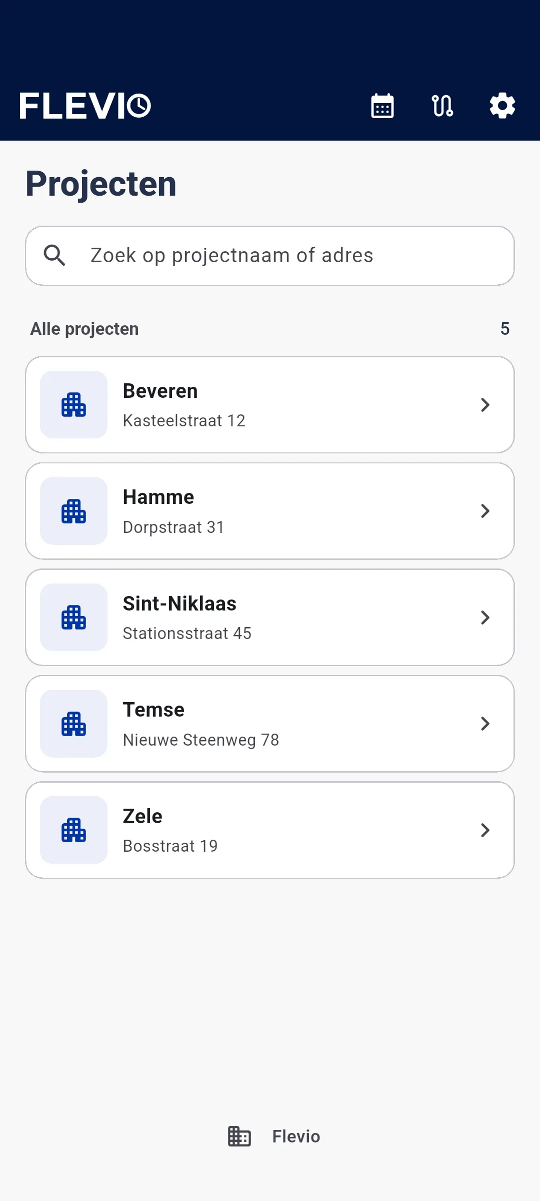 App — Projecten zoeken en openen